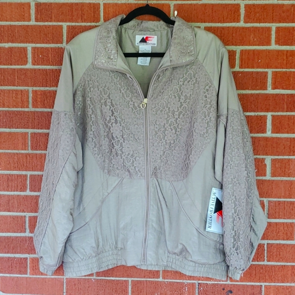 Active frontier vintage lace taupe jacket sz XL